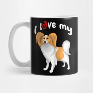 I Love My White & Red Papillon Dog Mug